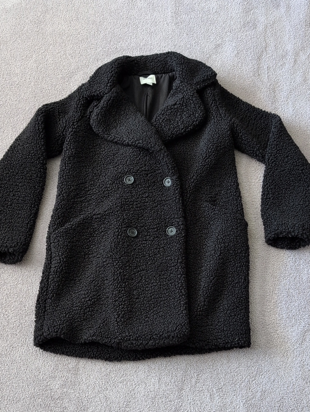Nine West Black Mid Length Teddy Coat Size S